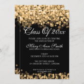 Elegante Abschluss-Party-Goldlichter Einladung (Vorne/Hinten)