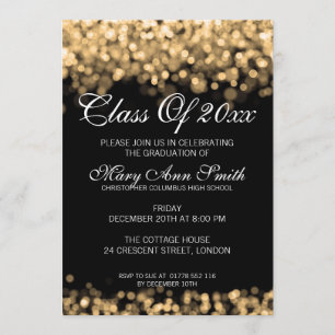 Elegante Abschluss-Party-Goldlichter Einladung