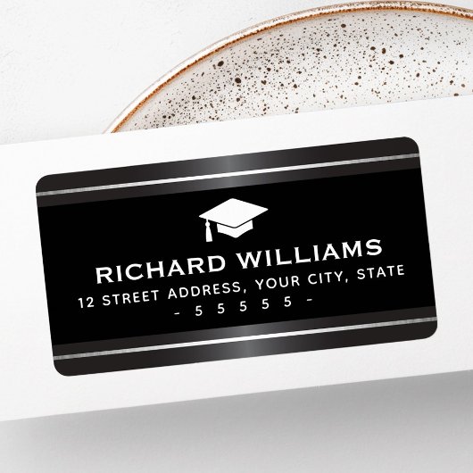 Elegante Abschluss Satin graue Imitate silberne Rä Adressaufkleber