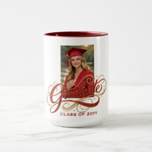 Elegante Abschluss-Script-Kunst mit Foto-Feature Tasse