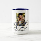 Elegante Abschluss-Script-Kunst mit Foto-Feature Tasse (Zentrum)