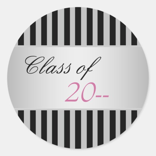 Elegante Abschluss-Sticker für Schwarze Streifen Runder Aufkleber (Vorderseite)