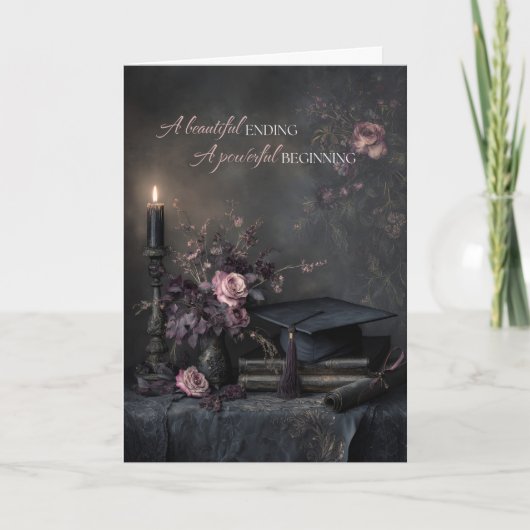 Elegante Abschlussblumen Düster Romantisch Karte (Vorderseite)