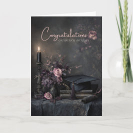 Elegante Abschlussblumen Moody Dark Romantic Karte