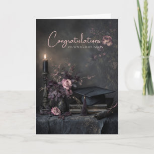 Elegante Abschlussblumen Moody Dark Romantic Karte