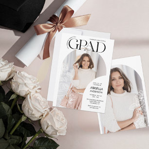 Elegante Abschlussbogen Blumen-Fotorahmen Einladung