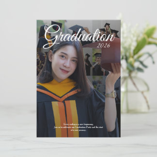 Elegante Abschlussfeier 2026 Fotocollage Einladung