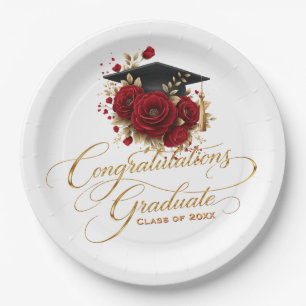 Elegante Abschlussfeier • Goldschrift Pappteller