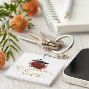 Elegante Abschlussfeier • Goldschrift Schlüsselanhänger