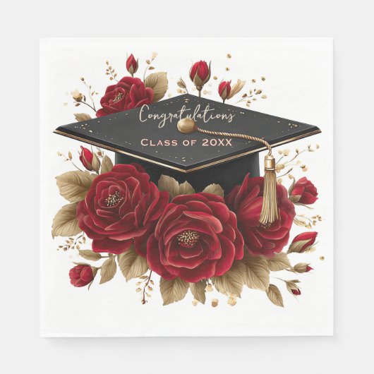 Elegante Abschlussfeier • Goldschrift Serviette (Vorderseite)