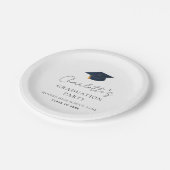 Elegante Abschlussmütze & Individueller Name Pappteller (Schrägansicht)