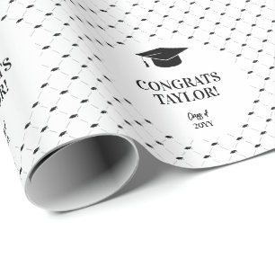 Elegante Abschlussmütze Personalisiert Geschenkpapier
