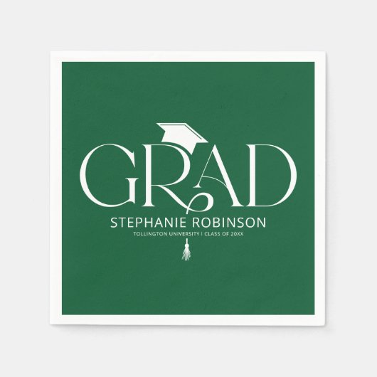 Elegante Abschlussquaste Grün Serviette (Vorderseite)