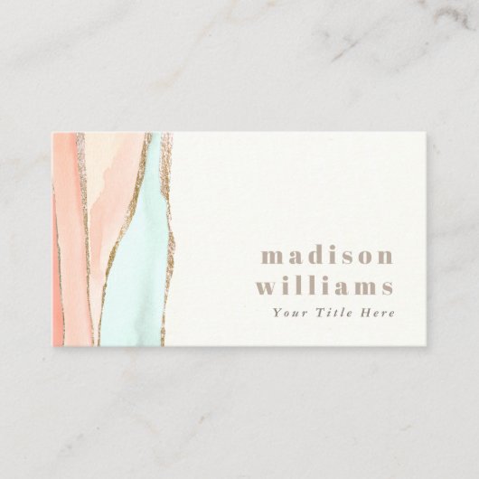 Elegante Abstrakt gestrichene Wasserfarben Visitenkarte (Vorderseite)