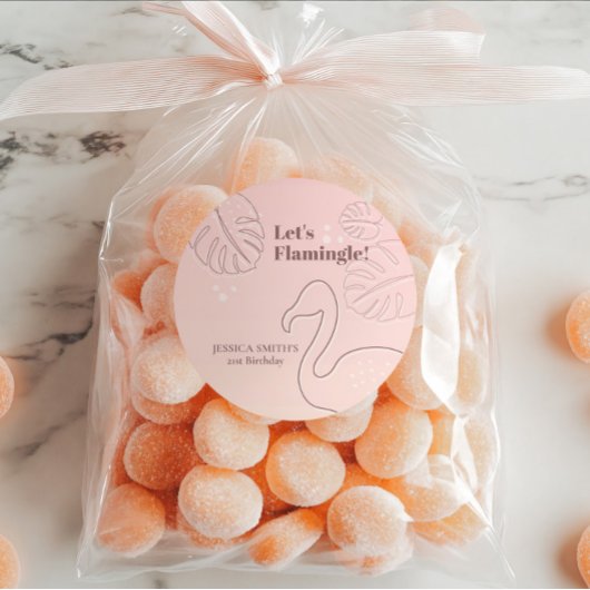 Elegante Abstrakt Lasse Flamingle Runder Aufkleber