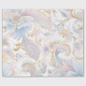 Elegante Abstrakt Pastel Paisley Gold Pink Blau Geschenkpapier (Flach)