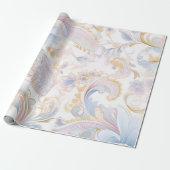 Elegante Abstrakt Pastel Paisley Gold Pink Blau Geschenkpapier (Ungerollt)