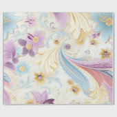 Elegante Abstrakt Pastel Paisley Lila Floral Geschenkpapier (Flach)