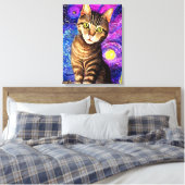 Elegante Abstrakte Airbrush-Katze Leinwanddruck (Insitu (Schlafzimmer))