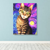 Elegante Abstrakte Airbrush-Katze Leinwanddruck (Insitu (Holzboden))