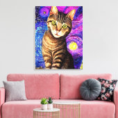 Elegante Abstrakte Airbrush-Katze Leinwanddruck (Insitu (Wohnzimmer))