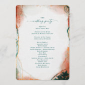 Elegante Abstrakte Aquamarin- und Kupferhochzeit Programm (Rückseite)