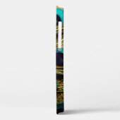 Elegante Abstrakte, Aquamarine Blue Gold Pfauenfea Case-Mate iPhone Hülle (Rückseite / Links)