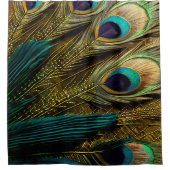 Elegante Abstrakte, Aquamarine Blue Gold Pfauenfea Duschvorhang (Vorderseite)