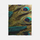 Elegante Abstrakte, Aquamarine Blue Gold Pfauenfea Fleecedecke (Vorderseite)