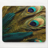 Elegante Abstrakte, Aquamarine Blue Gold Pfauenfea Mousepad (Vorne)