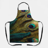 Elegante Abstrakte, Aquamarine Blue Gold Pfauenfea Schürze (Vorderseite)