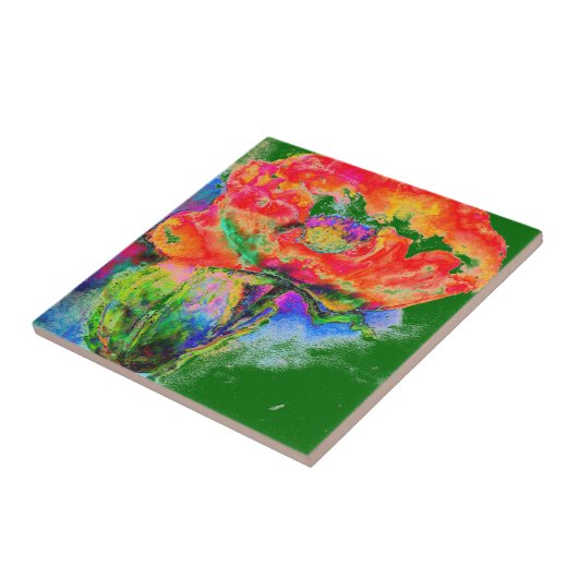 Elegante abstrakte Aquarellblüte Fliese (Seite)