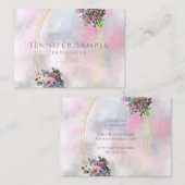 Elegante Abstrakte Aquarellfarben-Blume Gold Frame Visitenkarte (Vorne/Hinten)