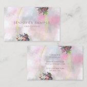 Elegante Abstrakte Aquarellfarben-Blume Gold Frame Visitenkarte (Vorne/Hinten)