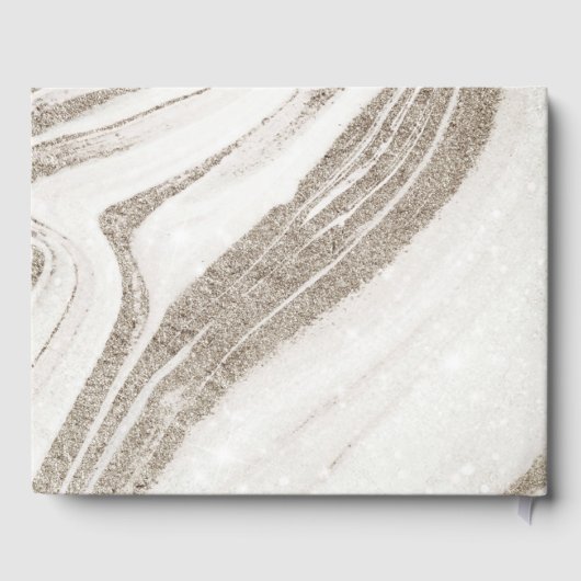 Elegante Abstrakte Blassgoldene Marmorhochzeit Gästebuch (Rückseite)