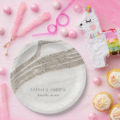 Elegante Abstrakte Blassgoldene Marmorhochzeit Pappteller (Party)