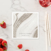 Elegante Abstrakte Blassgoldene Marmorhochzeit Serviette (Beispiel)