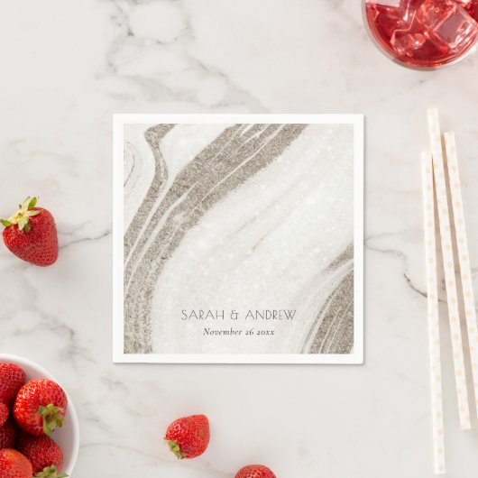 Elegante Abstrakte Blassgoldene Marmorhochzeit Serviette (Beispiel)