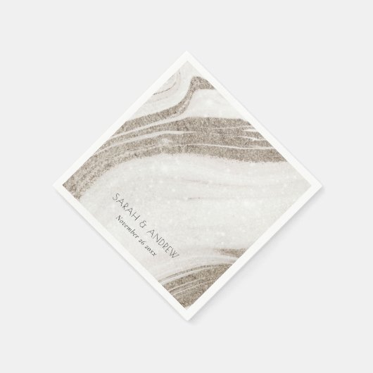 Elegante Abstrakte Blassgoldene Marmorhochzeit Serviette (Ecke)
