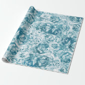 Elegante Abstrakte Blaue Flora Rose Geschenkpapier (Ungerollt)