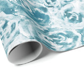 Elegante Abstrakte Blaue Flora Rose Geschenkpapier (Rolleneckpunkt)