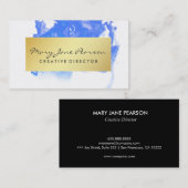 Elegante abstrakte blaue WatercolorBrushstrokes Visitenkarte (Vorne/Hinten)