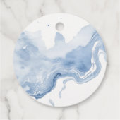 Elegante Abstrakte Blue Beige Coastal Beach Hochze Geschenkanhänger (Rückseite)