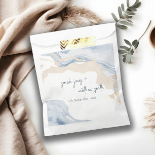Elegante Abstrakte Blue Beige Coastal Beach Hochze Geschenktütchen