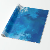 Elegante Abstrakte Blue Ocean Waves Akryllische Ku Geschenkpapier (Ungerollt)