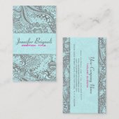 Elegante Abstrakte Blume Gray & Pastel Blau 2 Visitenkarte (Vorne/Hinten)