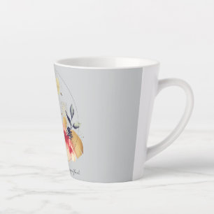 Elegante abstrakte Blumenkunst mit goldenen Akzent Milchtasse