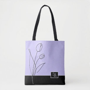Elegante Abstrakte Blumenlinie Art Monogramm Tasche