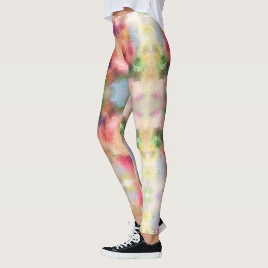 Elegante Abstrakte Blumenvorlage Moderne Farben Leggings (Links)