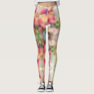 Elegante Abstrakte Blumenvorlage Moderne Farben Leggings